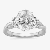 Modern Bride (g-h / Si1-si2) Womens 3 3/4 Ct. T.w. Lab Grown White Diamond 14k White Gold Oval 3-stone Engagement In Silver