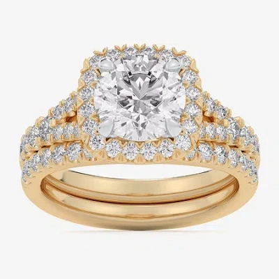 Modern Bride (g-h / Si1-si2) Womens 3 Ct. T.w. Lab Grown White Diamond 14k White Gold Round Side Stone Halo Brida