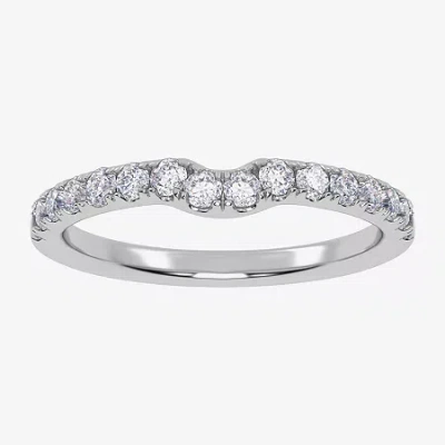 Modern Bride (g-h / Si1-si2) Womens 3/8 Ct. T.w. Lab Grown White Diamond 14k White Gold Wedding Band In Brown