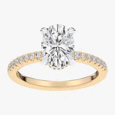 Modern Bride (g-h / Si1-si2 Womens 4 1/4 Ct. T.w. Lab Grown White Diamond 14k Gold Oval Side Stone Engagement Rin