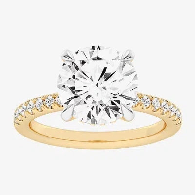 Modern Bride (g-h / Si1-si2 Womens 4 1/4 Ct. T.w. Lab Grown White Diamond 14k Gold Round Side Stone Engagement Ri
