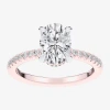 Modern Bride (g-h / Si1-si2 Womens 4 1/4 Ct. T.w. Lab Grown White Diamond 14k Rose Gold Oval Side Stone Engagemen In Pink