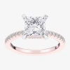 Modern Bride (g-h / Si1-si2 Womens 4 1/4 Ct. T.w. Lab Grown White Diamond 14k Rose Gold Side Stone Engagement Rin In Pink