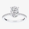 Modern Bride (g-h / Si1-si2 Womens 4 1/4 Ct. T.w. Lab Grown White Diamond 14k White Gold Oval Side Stone Engageme In Silver
