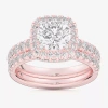 Modern Bride (g-h / Si1-si2) Womens 4 1/4 Ct. T.w. Lab Grown White Diamond 14k White Gold Round Side Stone Halo B In Pink