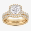 Modern Bride (g-h / Si1-si2) Womens 4 1/4 Ct. T.w. Lab Grown White Diamond 14k White Gold Round Side Stone Halo B In Gold