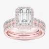 Modern Bride (g-h / Si1-si2) Womens 4 1/4 Ct. T.w. Lab Grown White Diamond 14k White Gold Side Stone Halo Bridal  In Pink