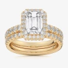 Modern Bride (g-h / Si1-si2) Womens 4 1/4 Ct. T.w. Lab Grown White Diamond 14k White Gold Side Stone Halo Bridal  In Gold
