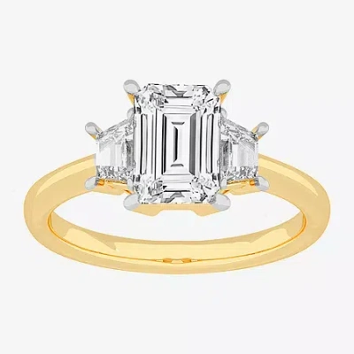 Modern Bride (g-h / Si1-si2) Womens 4 Ct. T.w. Lab Grown White Diamond 14k Gold 3-stone Engagement Ring In Transparent