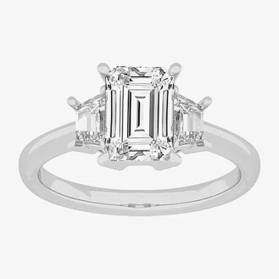 Modern Bride (g-h / Si1-si2) Womens 4 Ct. T.w. Lab Grown White Diamond 14k White Gold 3-stone Engagement Ring
