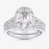Modern Bride (g-h / Si1-si2) Womens 4 Ct. T.w. Lab Grown White Diamond 14k White Gold Oval Side Stone Halo Bridal In White