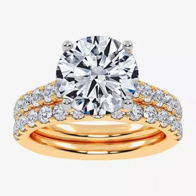 Modern Bride (g-h / Si1-si2) Womens 4 Ct. T.w. Lab Grown White Diamond 14k White Gold Round Side Stone Bridal Set