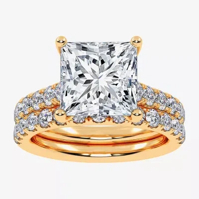 Modern Bride (g-h / Si1-si2) Womens 4 Ct. T.w. Lab Grown White Diamond 14k White Gold Side Stone Bridal Set
