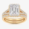 Modern Bride (g-h / Si1-si2) Womens 4 Ct. T.w. Lab Grown White Diamond 14k White Gold Side Stone Halo Bridal Set In Gold
