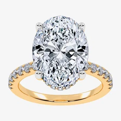 Modern Bride (g-h / Si1-si2) Womens 5 1/2 Ct. T.w. Lab Grown White Diamond 14k Gold Oval Side Stone Engagement Ri