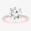 Modern Bride (g-h / Si1-si2 Womens Lab Grown White Diamond 14k Rose Gold Round Side Stone Engagement Ring In Pink