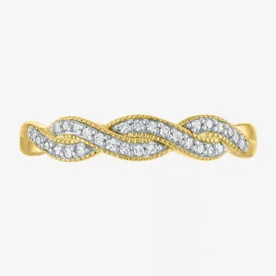 Modern Bride (g-h / Si2-i1) Womens 1/10 Ct. T.w. Lab Grown White Diamond 10k Gold Stackable Ring In Yellow