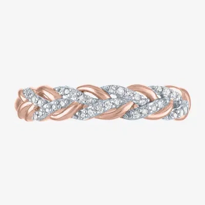 Modern Bride (g-h / Si2-i1) Womens 1/10 Ct. T.w. Lab Grown White Diamond 10k Rose Gold Wedding Band In Pink
