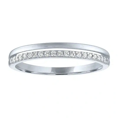 Modern Bride (g-h / Si2-i1) Womens 1/10 Ct. T.w. Lab Grown White Diamond 10k White Gold Wedding Band In Metallic