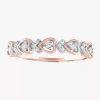 Modern Bride (g-h / Si2-i1) Womens 4mm 1/10 Ct. T.w. Lab Grown White Diamond 10k Rose Gold Heart Wedding Band In Pink