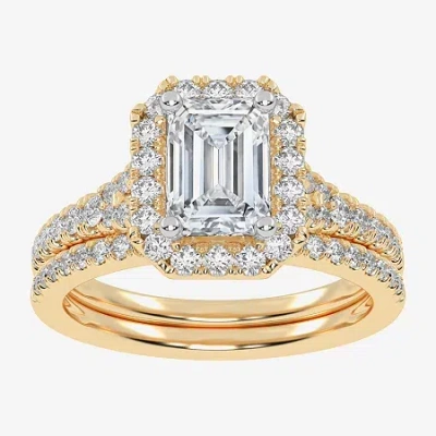 Modern Bride (g-h / Vs2-si1) Womens 1 1/2 Ct. T.w. Lab Grown White Diamond 14k Rose Gold Side Stone Halo Bridal S