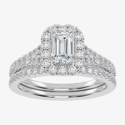 Modern Bride (g-h / Vs2-si1) Womens 1 Ct. T.w. Lab Grown White Diamond 10k Rose Gold Side Stone Halo Bridal Set