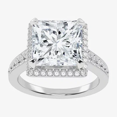 Modern Bride (g-h / Vs2-si1) Womens 3 1/2 Ct. T.w Lab Grown White Diamond 14k Gold Side Stone Halo Engagement Rin In Silver
