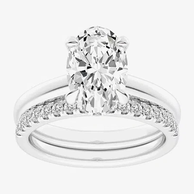 Modern Bride (g-h / Vs2-si1) Womens 3 1/2 Ct. T.w Lab Grown White Diamond 14k White Gold Oval Solitaire Bridal Se