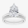 Modern Bride (g-h / Vs2-si1) Womens 3 1/2 Ct. T.w Lab Grown White Diamond 14k White Gold Pear Solitaire Bridal Se In Silver