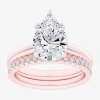 Modern Bride (g-h / Vs2-si1) Womens 3 1/2 Ct. T.w Lab Grown White Diamond 14k White Gold Pear Solitaire Bridal Se In Pink