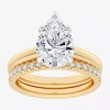 Modern Bride (g-h / Vs2-si1) Womens 3 1/2 Ct. T.w Lab Grown White Diamond 14k White Gold Pear Solitaire Bridal Se In Gold