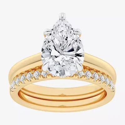 Modern Bride (g-h / Vs2-si1) Womens 3 1/2 Ct. T.w Lab Grown White Diamond 14k White Gold Pear Solitaire Bridal Se