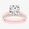 Modern Bride (g-h / Vs2-si1) Womens 3 1/2 Ct. T.w Lab Grown White Diamond 14k White Gold Round Solitaire Bridal S In Pink