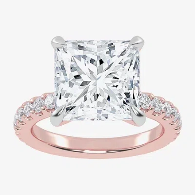 Modern Bride (g-h / Vs2-si1) Womens 3 1/2 Ct. T.w Lab Grown White Diamond 14k White Gold Side Stone Engagement Ri In Pink