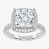 Modern Bride (g-h / Vs2-si1) Womens 3 1/2 Ct. T.w Lab Grown White Diamond 14k White Gold Side Stone Halo Engageme In Silver