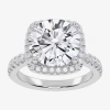 Modern Bride (g-h / Vs2-si1) Womens 3 1/2 Ct. T.w Lab Grown White Diamond 14k White Gold Side Stone Halo Engageme In Silver