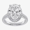 Modern Bride (g-h / Vs2-si1) Womens 3 1/2 Ct. T.w Lab Grown White Diamond 14k White Gold Side Stone Halo Engageme In Silver