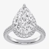 Modern Bride (g-h / Vs2-si1) Womens 3 1/2 Ct. T.w Lab Grown White Diamond 14k White Gold Side Stone Halo Engageme In Silver