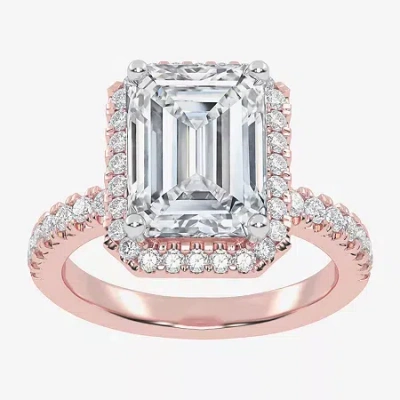 Modern Bride (g-h / Vs2-si1) Womens 3 1/2 Ct. T.w Lab Grown White Diamond 14k White Gold Side Stone Halo Engageme In Pink