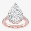 Modern Bride (g-h / Vs2-si1) Womens 3 1/2 Ct. T.w Lab Grown White Diamond 14k White Gold Side Stone Halo Engageme In Pink
