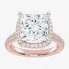 Modern Bride (g-h / Vs2-si1) Womens 3 1/2 Ct. T.w Lab Grown White Diamond 14k White Gold Side Stone Halo Engageme In Pink