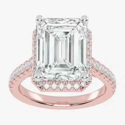 Modern Bride (g-h / Vs2-si1) Womens 3 1/2 Ct. T.w Lab Grown White Diamond 14k White Gold Side Stone Halo Engageme In Pink