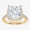 Modern Bride (g-h / Vs2-si1) Womens 3 1/2 Ct. T.w Lab Grown White Diamond 14k White Gold Side Stone Halo Engageme In Gold