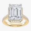 Modern Bride (g-h / Vs2-si1) Womens 3 1/2 Ct. T.w Lab Grown White Diamond 14k White Gold Side Stone Halo Engageme In Gold