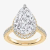 Modern Bride (g-h / Vs2-si1) Womens 3 1/2 Ct. T.w Lab Grown White Diamond 14k White Gold Side Stone Halo Engageme In Gold