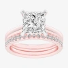Modern Bride (g-h / Vs2-si1) Womens 3 1/2 Ct. T.w Lab Grown White Diamond 14k White Gold Solitaire Bridal Set In Pink