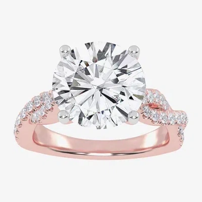 Modern Bride (g-h / Vs2-si1) Womens 3 1/3 Ct. T.w. Lab Grown White Diamond 14k Gold Side Stone Engagement Ring In Pink