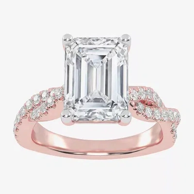 Modern Bride (g-h / Vs2-si1) Womens 3 1/3 Ct. T.w. Lab Grown White Diamond 14k Gold Side Stone Engagement Ring In Pink