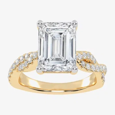 Modern Bride (g-h / Vs2-si1) Womens 3 1/3 Ct. T.w. Lab Grown White Diamond 14k Gold Side Stone Engagement Ring In Yellow