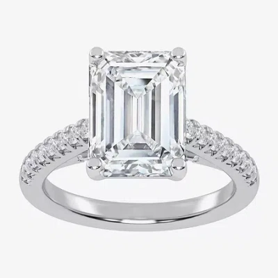 Modern Bride (g-h / Vs2-si1) Womens 3 1/3 Ct. T.w. Lab Grown White Diamond 14k White Gold Side Stone Engagement R In Silver